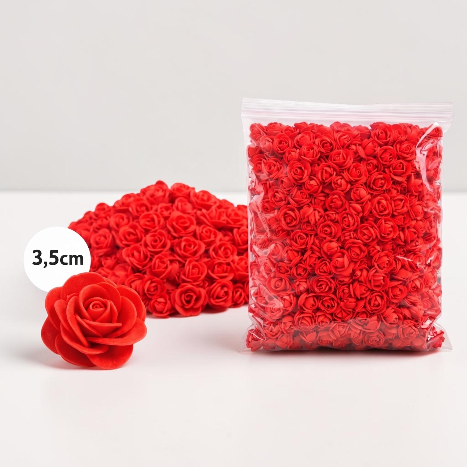 Kırmızı Lateks eva Gül 3.5 Cm 100’lü Paket 