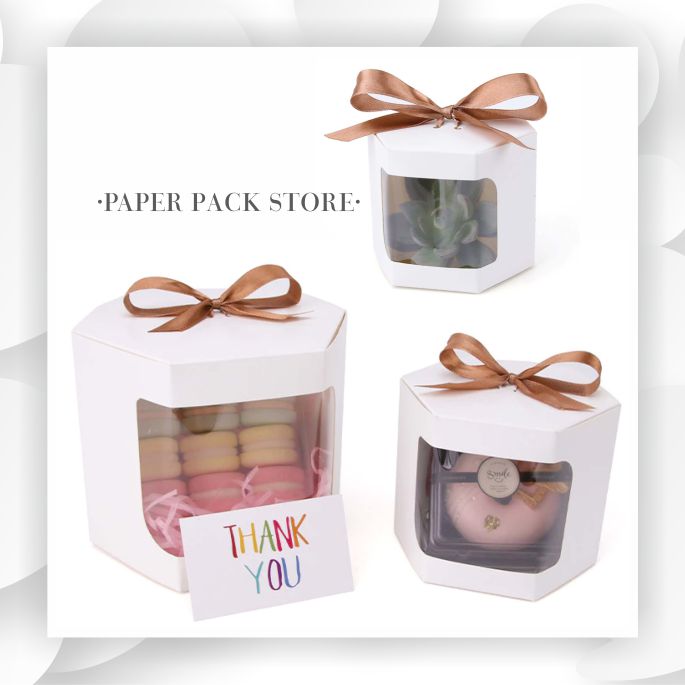 ASETAT PENCERELİ ALTIGEN KUTU BEYAZ 25’LİK PAKET