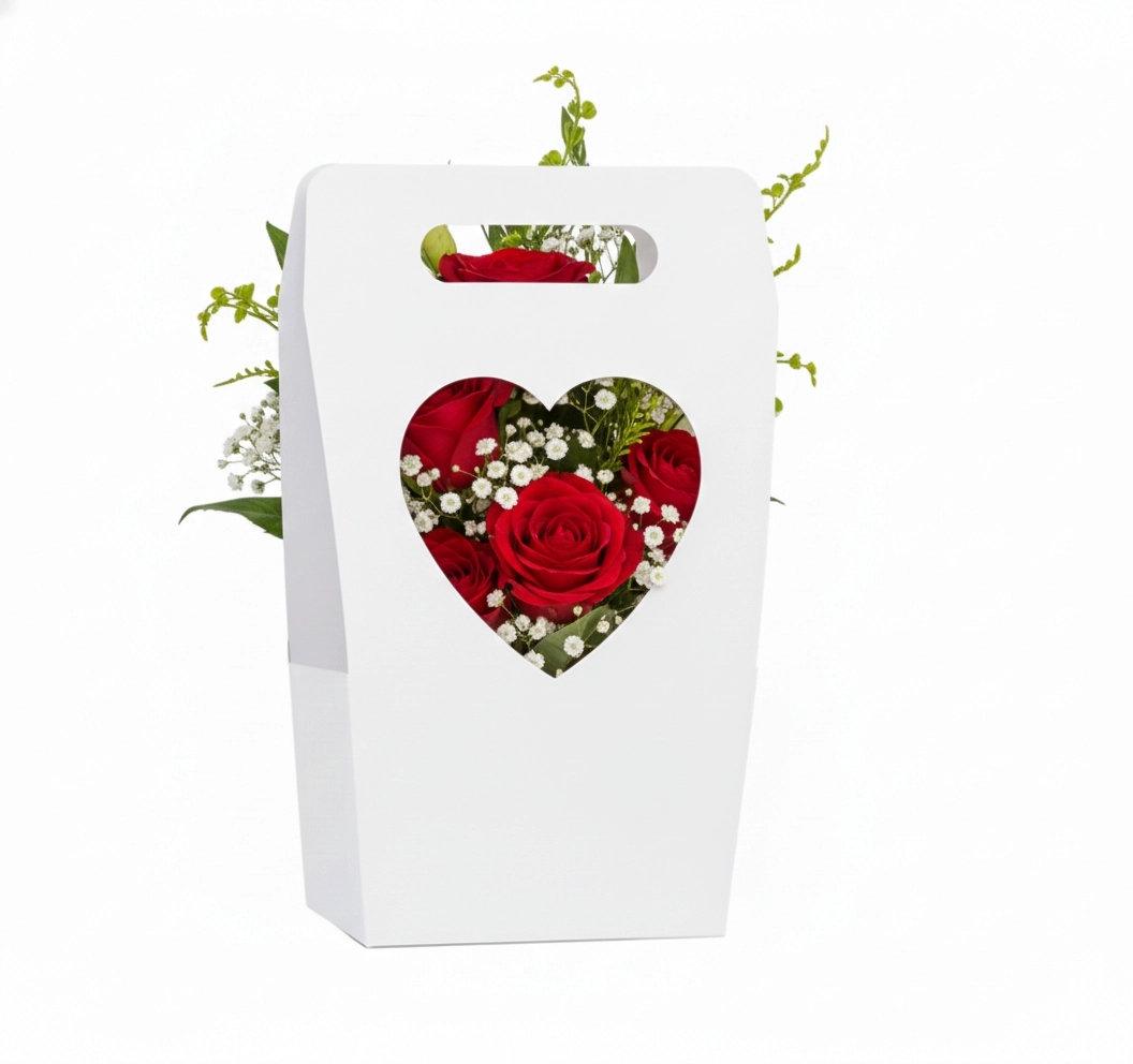 Kalp Pencereli El Geçme Çiçek Çantası 10’lu Paket