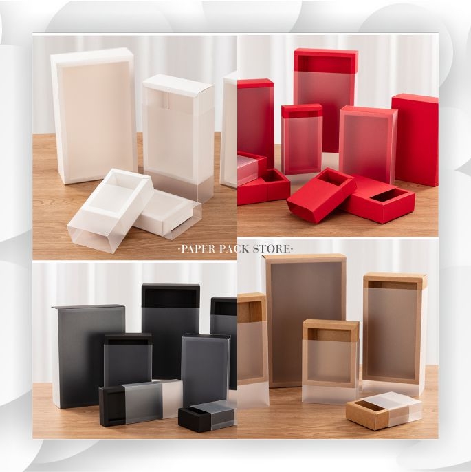 Asetat Kapaklı Sürgülü Kutu Kırmızı 10’luk Paket