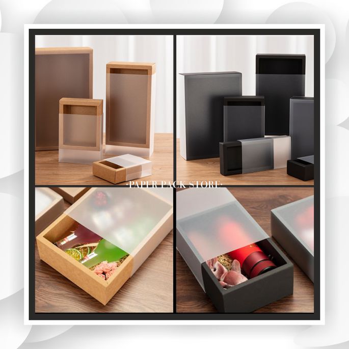 Asetat Kapaklı Sürgülü Kutu Kraft 10’luk Paket