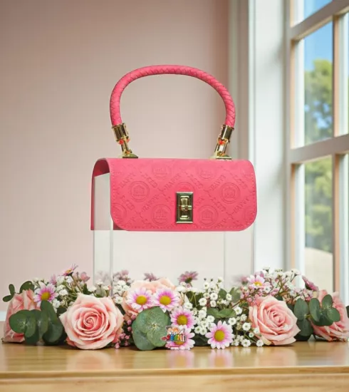 Saplı el çantası şeklinde pleksiglas hediye kutusu