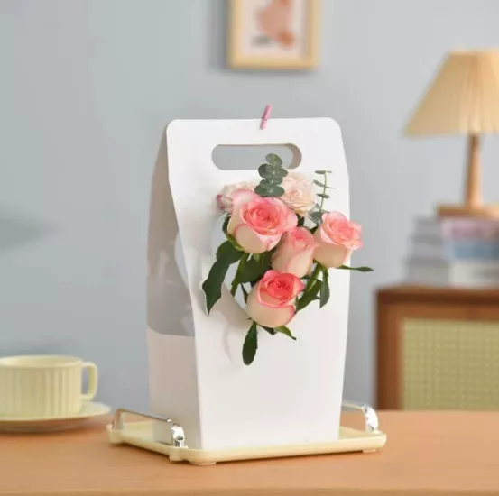 Kalp Pencereli El Geçme Çiçek Çantası 10’lu Paket