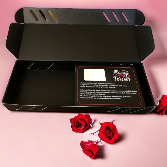 Seperatörlü Ondüle Siyah Gül Kutusu 5’li Paket