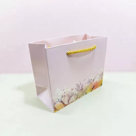 Çiçek Desenli Karton Çanta 10’lu Paket