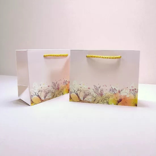 Çiçek Desenli Karton Çanta 10’lu Paket