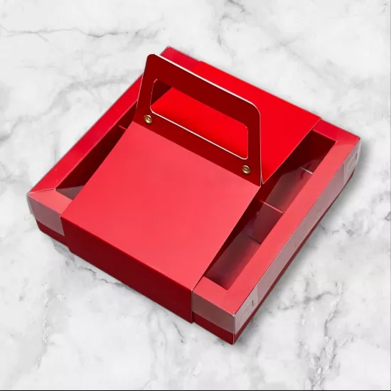 Asetat Kapaklı Bölmeli Karton Saplı Çikolata Kutusu 10’lu Paket