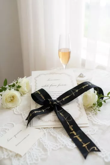 Baskılı Organze Kenarlı Saten Kurdele 