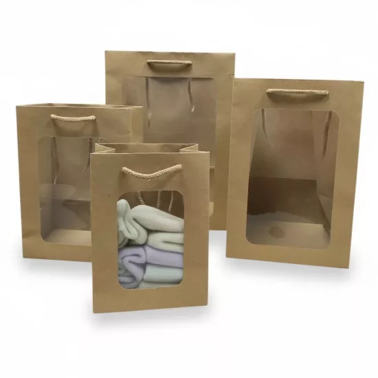 Asetat Pencereli Kraft Karton Çanta 10’lu Paket