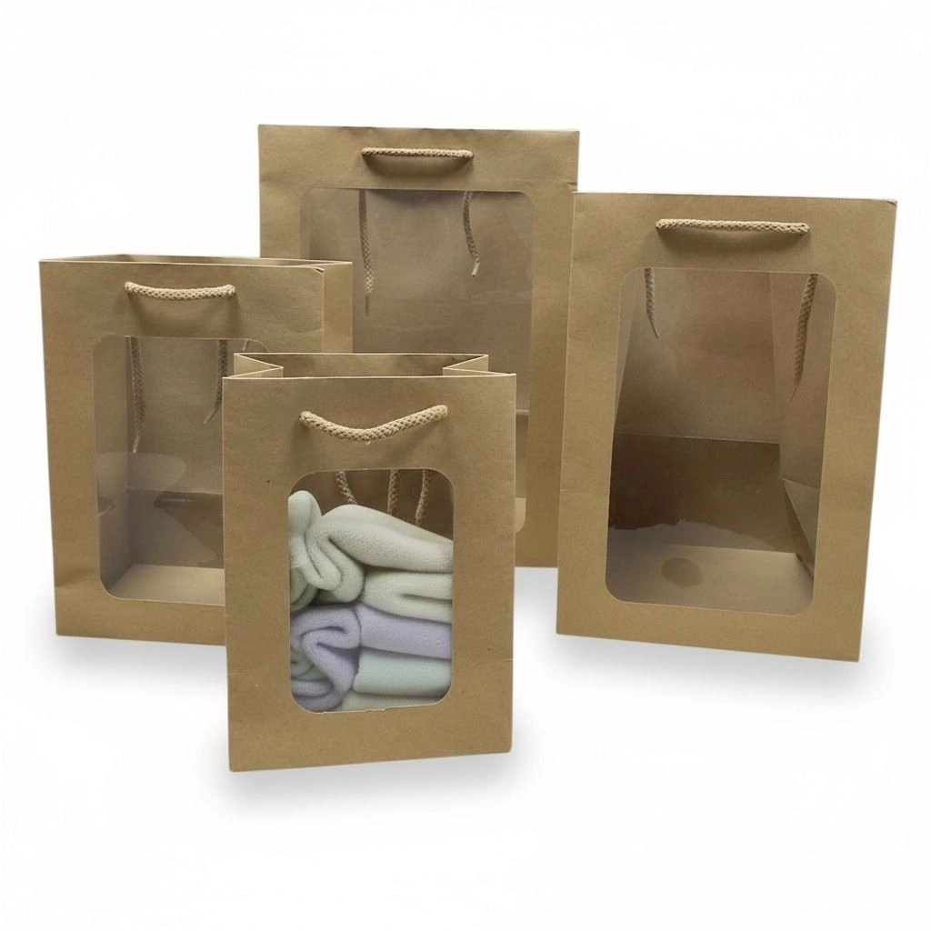 Asetat Pencereli Kraft Karton Çanta 10’lu Paket