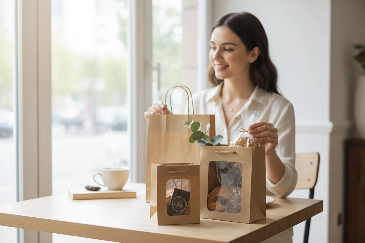 Asetat Pencereli Kraft Karton Çanta 10’lu Paket